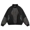 Chaqueta aviador retro de retazos estilo callejero americano, abrigo acolchado de algodón, estilo funcional moderno chino, chaqueta de algodón cálida de corte holgado para hombres y mujeres