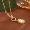 Nuevo Collar de Calabaza de Calcedonia Redonda con Circonita Estilo Chino para Mujer, Cadena para Clavícula y Cadena para Suéter Brillante de Diamante Retro Estilo Nacional con un Toque de Alta Gama