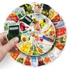 50 Bolsas de Pegatinas de Comida, Verduras y Frutas Realistas, Termos Decorativos Impermeables, Pegatinas para Cuadernos, Pegatinas al por Mayor