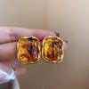 Pendientes de botón geométricos de resina marrón con aceite de gota de aguja plateada, pendientes elegantes retro franceses, pendientes elegantes de lujo ligero, venta al por mayor de fábrica