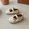 Sapatos Infantis de Primavera e Outono Sapatos de Princesa Criança Pequena Velcro Couro Estilo Sola Macia Sapatos Únicos Fofos Meninas Coelho Pequeno Mary Janes
