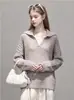 Estilo relajado, con cuello, suéter de punto para mujer, nuevo, corte holgado, adelgazante, casual, versátil, suéter retro 25740