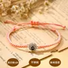 Popular Europeu e Americano Feito à Mão Pulseira de Projeção de Corda Trançada, Exquisita Pulseira de Aço Inoxidável com Diamantes Incrustados Eu Te Amo em 100 Idiomas