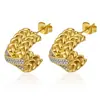 Brincos Europeus e Americanos de Aço Inoxidável Transfronteiriços Titânio Ouro 18K Diamante Moda Transfronteiriça Brincos de Corrente em Forma de C Atacado