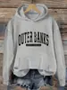 Sudadera Casual con Estampado de Letras para Mujer, Camiseta Deportiva con Capucha y Bolsillos, Suéter de Manga Larga con Boca