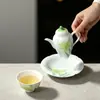 Bandeja de té de porcelana blanca de arcilla de jade Moyi con flor de lirio pintada a mano, juego de té Kung Fu, bandeja de té seca para el hogar, bandeja de cerámica para té y bocadillos, plato redondo