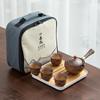 Hervidor de Té Perezoso de Cerámica Barro Negro Juego de Té Automático Tetera Portátil Pequeña para Viajes con Asa Lateral Bandeja de Té Té Kung Fu