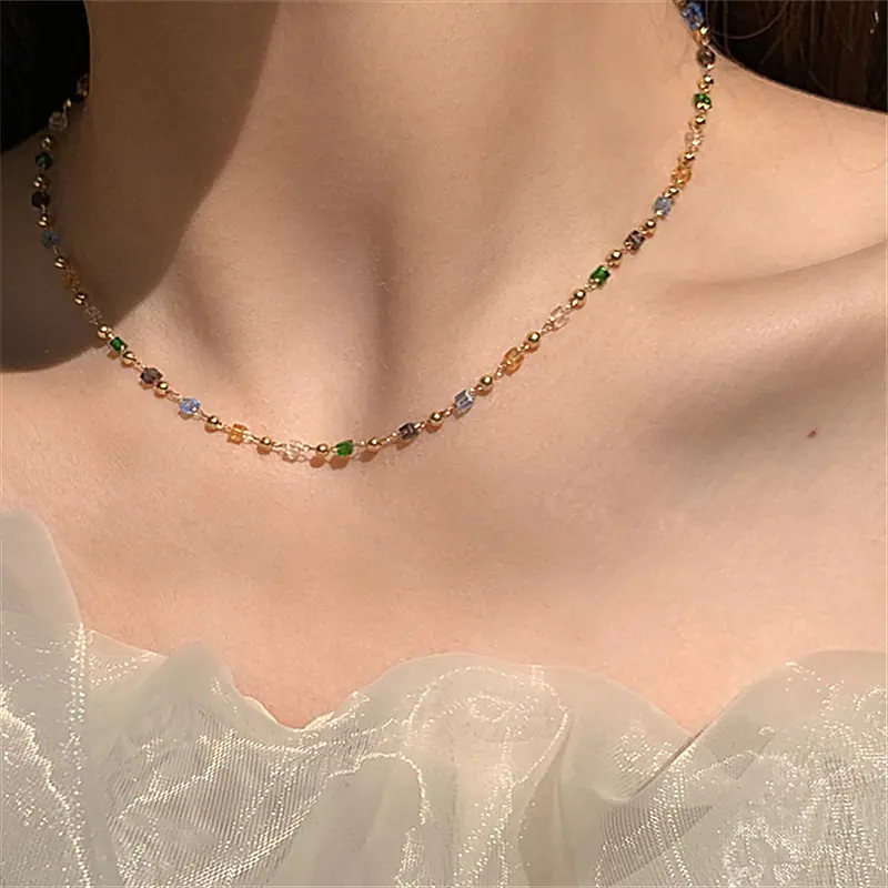 2108103 (1)夏季彩色串珠项链女小众设计感2021年