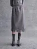Falda Midi Recta de Encaje Patchwork Cintura Alta 26 Otoño Invierno Nueva Versátil para Viajes al Trabajo Citas Falda Midi 1737 Siyuan