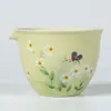 Pintura al Óleo de Margarita Pintada a Mano Estilo Mariposa Taza de Feria Cerámica Kung Fu Juego de Té Hogar Pequeño Fresco Divisor de Té Mariposa