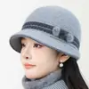 Chapéu para Nova Mãe 2025 Moda Inverno Chapéu de Pescador de Pelo de Coelho para Meia-Idade e Idosos Proteção Auricular e Calor