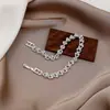 Joias Coreanas para Mulheres, Pulseira em Formato de Coração Cravejada com Diamantes, Pulseira de Casal Banhada a Ouro Real Cravejada com Diamantes, Presente de Joia, Estilo de Celebridade da Internet