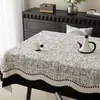 Mantel Romántico Francés Impermeable a Prueba de Aceite a Prueba de Quemaduras Ovalado para Mesa de Café Mesa de Comedor 2026 Nuevo Estilo Blanco Nieve Crema Suave