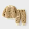 Conjunto Acolchado de Algodón para Bebé de Dos Piezas, Chaqueta de Algodón Gruesa Acolchada de 120g para Otoño e Invierno, Ropa de Abrigo para Niños con Algodón Añadido