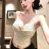 Camisola de Encaje Francés con Almohadillas para el Busto, Ropa Interior Estilo Pura Lujuria, Sexy Top de Tubo Envolvente para el Busto, Versátil Top de Tubo para Fondo