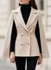 Abrigo de Lana de Estilo Europeo de Doble Botonadura Ceñido a la Cintura para Mujer Otoño Invierno Nuevo Moda Elegante Chal Corto Traje Top