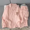 Conjunto de Pijama de Algodón Nube Otoño 2026 Manga Larga Pantalón Largo Cuello de Muñeco de Dibujos Animados Ropa de Casa (Sin Almohadillas para Sujetador)