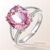Zhen Rong nuevo anillo de compromiso de moda europea y americana incrustado diamante rosa turmalina joyería al por mayor una generación de cabello