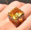 Zhen Rong deseo AliExpress ebay Exagerado Anillo de Diamante Cuadrado Champán Anillo Europeo y Americano Bicolor Chapado en Oro