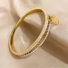Pulseira de Aço Inoxidável para Comércio Exterior, Pulseira Feminina Moderna com Zíper, Joia Criativa Oca Cravejada com Diamantes, Atacado de Fabricante de Yiwu