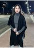 Chal de Punto Calado de Malla 100% Lana Pura para Mujer 2024 Nuevo Otoño e Invierno Capa Abrigo Bufanda