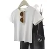 Camiseta Feminina de Algodão Puro Marrom com Ombro Normal, Manga Curta, Verão 2026, Cor Sólida, Petite, Algodão Puro, Corte Slim, Blusa que Valoriza o Corpo