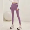 Calça-Saia de Cintura Alta Levanta Bumbum Justa com Sensação de Pele Cobertura de Quadril Falsa de Duas Peças Calça para Academia Pilates Treinamento Yoga Esportes Corrida