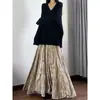 Falda Estrecha, Estilo Chino Retro, Nuevo Estilo Chino Otoño e Invierno Nueva Falda Larga de Terciopelo de Cintura Alta Talla Grande para Mujer, Versátil y a la Moda