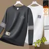 Sudadera con forro polar para hombre, nuevo modelo otoño e invierno 2025, cuello redondo, corte holgado, sin capucha, chaqueta de manga larga para hombre, moderna