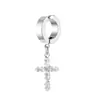 Clip de Hueso de la Oreja de Cruz de Zirconia Unisex Acero Inoxidable Clip para Oreja Diseño Sin Agujeros en las Orejas Pendiente Falso para Oreja Pendientes Hip-Hop