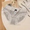 Calcinha de Bikini Fair Isle 100% Algodão para Mulheres Estampa de Desenho Hipster Sem Apertar ou Pinçar Renda Laço Shorties
