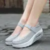 Zapatos para mujer con amortiguación de aire, zapatos de balanceo, zapatos deportivos blancos poco profundos para exteriores, zapatos de enfermera, zapatos versátiles de suela gruesa
