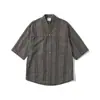Ropa Vintage 2025 Verano Nueva Camisa Kimono Estilo Japonés Manga Corta Bloque de Color Diseño de Bolsillo de Parche Holgada Casual Cárdigan