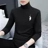 Camiseta de manga larga para hombre con cuello alto, camiseta interior elástica para hombre, primavera y otoño, casual, algodón, camiseta para hombre, top, moda, venta al por mayor