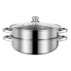 Vaporera de Sopa de Acero Inoxidable Engrosado Transfronteriza Multifuncional de Doble Capa Vaporera Olla de Sopa de Una Capa Olla Caliente Cocina de Inducción Olla de Regalo