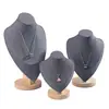 Colgante de Collar Gris de Alta Gama Soporte de Exhibición de Madera Maciza