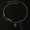 Collar con borlas de perlas y costuras de estrella cian para hombre, estilo nicho de mujer, ligero, lujoso, estilo hip hop, para chica atractiva, dulce y genial, accesorios, cadena para clavícula.