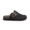 Primer Encuentro Temporada Hebilla Cálida Birkenstock de Suela Gruesa Pantuflas de Piel Otoño/Invierno 2026 Nuevas Pantuflas de Exterior para Mujer de Punta Cerrada