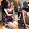 Pijama Sexy, Deseo Puro, Camisón de Malla Transparente con Encaje y Tirantes, Lencería Sexy, Talla Grande con Abertura, No Necesitas Quitarte el Uniforme