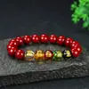 Pulsera de Pixiu de Cinabrio del Dios de la Riqueza de Cinco Vías Arena Dorada Púrpura Pulsera para Hombres y Mujeres Amuleto del Año Zodiacal Transferencia Al Por Mayor