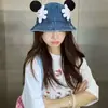 Sombrero de Sol de Vaquero con Mano Grande de Mickey de Dibujos Animados para Mujer, Sombrero Cubo Versátil para Adelgazar la Cara, Sombrero de Pescador Vintage Lavado con Visera