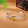Un Ciervo Plata Esterlina S925 Jade Hetian Jade Fino Agua Jade Cera de Abejas Retro Hacer Viejo Estilo Nacional Patrón de Hierba Tang Pulsera Pulsera Hueca