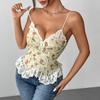 Camisola de encaje sexy con costuras de nicho de jacquard retro de comercio exterior transfronterizo para mujeres europeas y americanas 70
