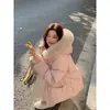 Jaqueta acolchoada estilo Chanel, moda de inverno feminina, jaqueta de algodão com enchimento de plumas estilo coreano, modelagem solta, com capuz, curta, quente e espessa para usar por cima