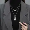 Nuevo Collar Cuadrado de Hip-Hop Moderno Genial de Gama Alta para Mujer, Cadena para Suéter de Doble Capa de Estilo Sencillo y Genial para Accesorios de Hombre