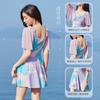 Traje de Baño Entero para Mujer con Diseño de Lazo en V 2025, Falda, Cintura Alta, Cubre el Vientre, Aspecto Adelgazante, Traje de Baño Floral