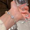 Pulsera cuadrada europea y americana de oro con cordón y micro incrustaciones de circonitas 2023 nicho temperamento versátil joyería de mano J121