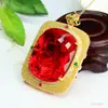 Ai Yu Joyería Estilo Francés Colgante de Vidrio Rojo Sangre de Paloma Collar Imitación Rubí Venta al por Mayor Transfronteriza Europea y Americana S5021607