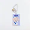 Porta-cartão de estudante urso Xingdelu Yufei acrílico transparente cordão retrátil para crachá porta-cartão de ônibus pingente de cartão escolar