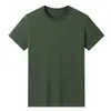 Comércio Exterior Transfronteiriço Camiseta Lisa de Manga Curta Masculina e Feminina Gola Redonda Branca Lisa Edição Leve Camisa Publicitária Camisa Cultural Roupa de Trabalho Verde Militar